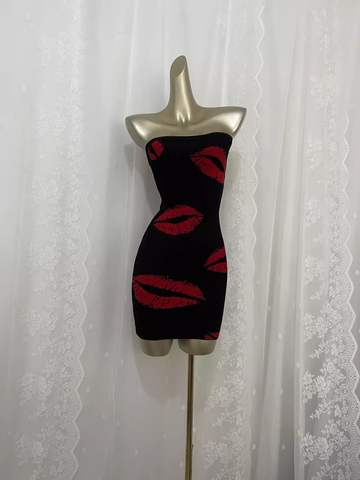 Sheath Strapless Floral Red Travel Vacation Dress Short Birthday Dress SD0057